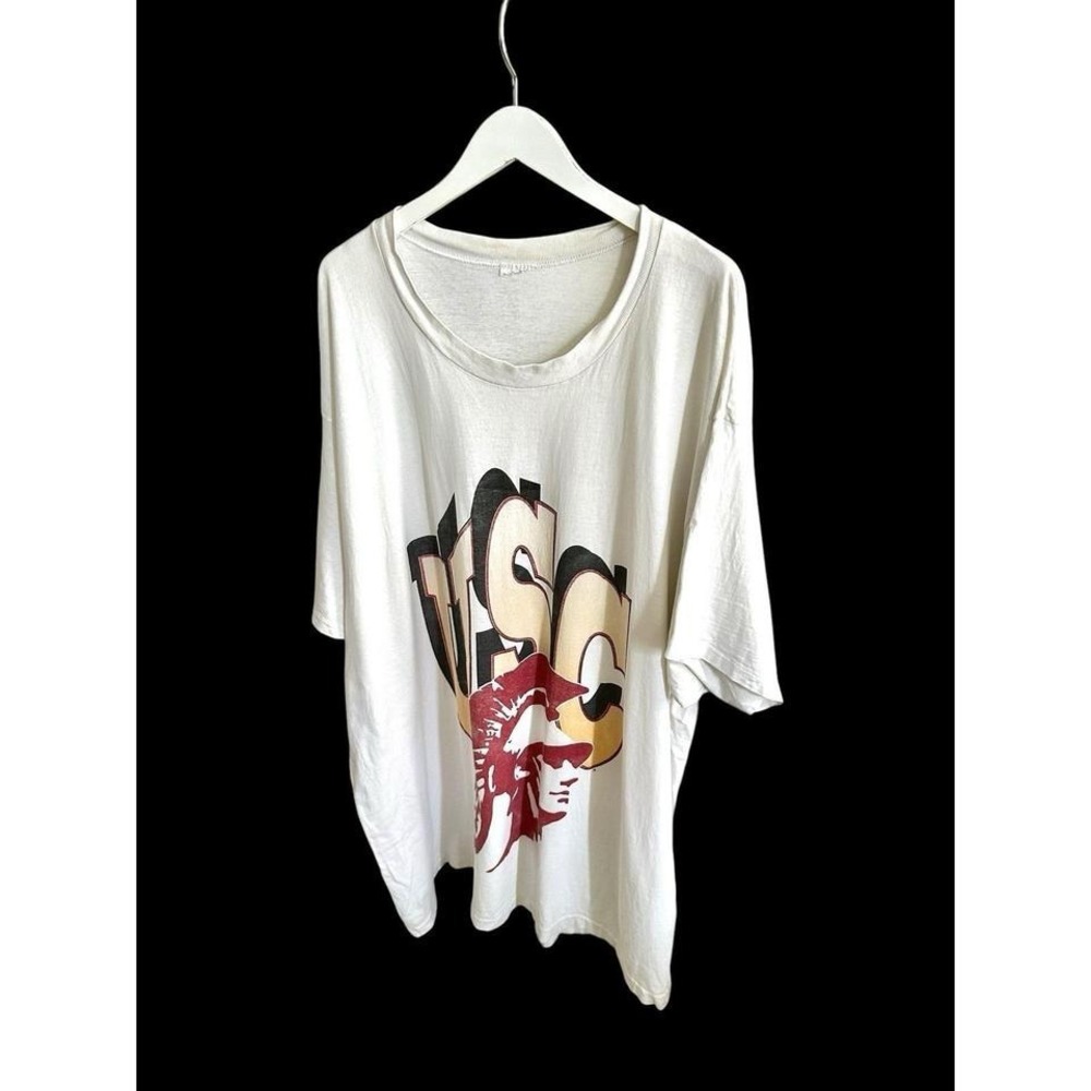 USC Vintage Oversized Tshirt Dress One Size Distressed White‎